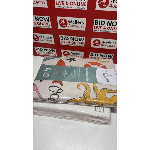 3393 - NEW SINGLE BEDDING BUNDLE PORTFOLIO LIVING BEACHCOMBER DUVET SET AND BELLEDORM 100% BRUSHED COTTON F... 