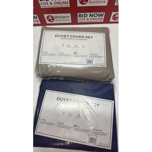 3399 - NEW KINGSIZE DUVET COVER SETS NAVY AND BEIGE