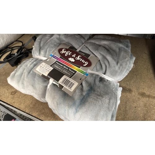9010 - SOFT & SNUG FLANNEL MINK THROW / 200 X 200 / NEW
