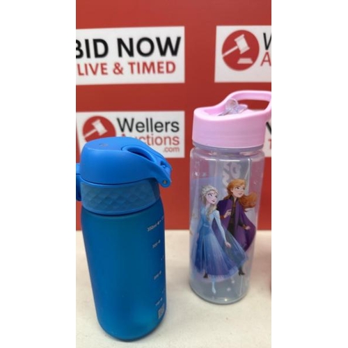 9050 - 6 X TRAVEL MUGS, TUMBLERS AND DRINKS CUPS INC. BODUM, MINECRAFT, DRINK YOUR GREENS AND DISNEY PRINCE... 