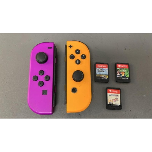 9689 - X5 INC. NINTENDO GAME CONTROLLER (HAC-A16 ORANGE, HAC-A-JCL-V4 PINK), NINTENDO GAME CARD (LUIGI'S MA... 