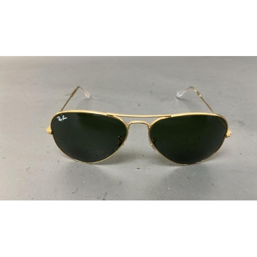9707 - X1 SUNGLASSES RAYBAN RB AVIATOR - GREEN LENS