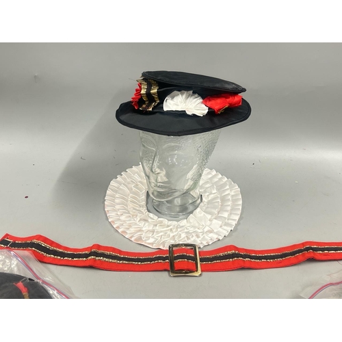 9008 - Five Beefeater costume hats with collar and belt / AN96