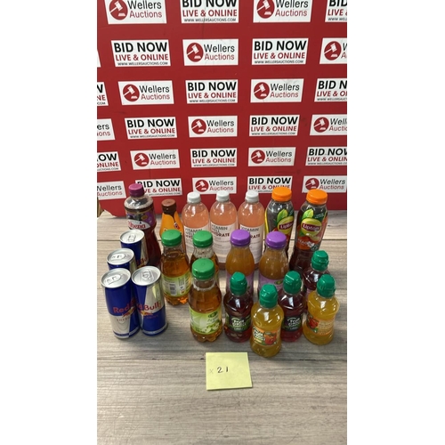 2036 - X21 ASSORTED SOFT DRINKS INCL. REDBULL & FRUIT JUICES