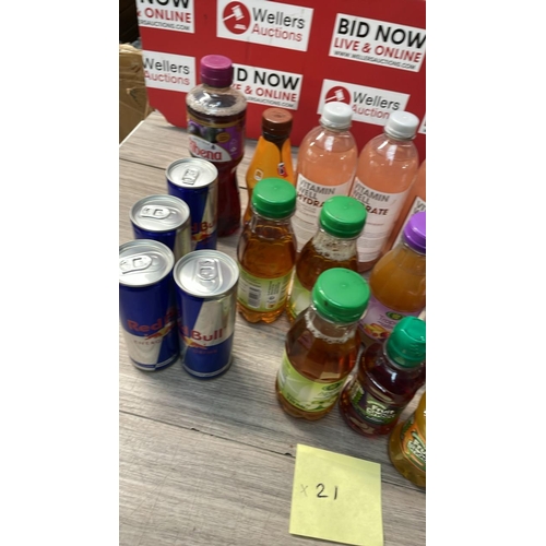 2036 - X21 ASSORTED SOFT DRINKS INCL. REDBULL & FRUIT JUICES