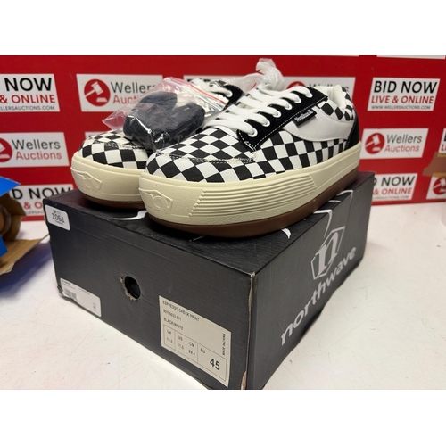 1051 - GENTS NORTHWAVE ESPRESSO CHILLI SUEDE HIGH CHECKERED TOP TRAINER / SIZE 45
