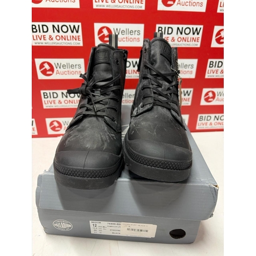 1072 - GENTS NEW PALLADIUM BLACK ZIP BOOTS / UK 11
