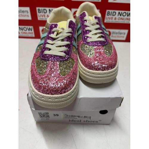 1085 - LADIES NEW GLITTER CHUNKY TRAINER / SIZE 39