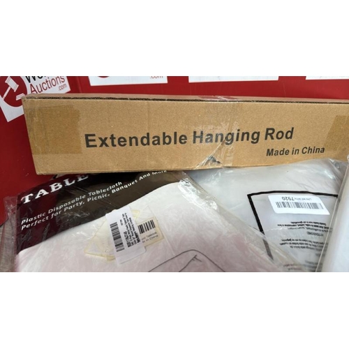 9156 - x12 84 inch round table covers, shower liner and simillar PLUS EXTENDABLE HANGING ROD [51]