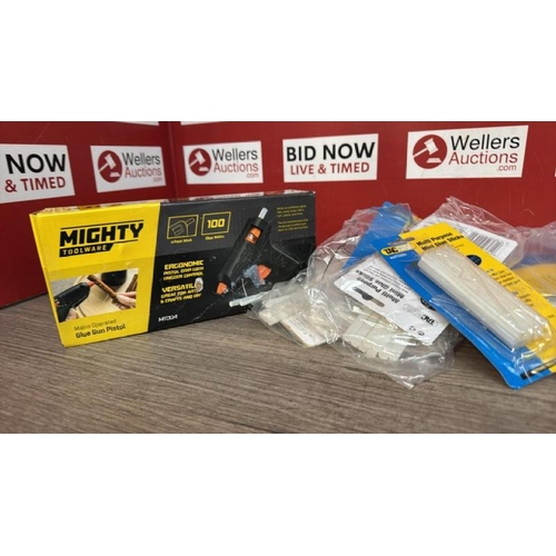 9161 - MIGHTY TOOLWARE GLUE GUN AND SELECTION OF GLUE STICKS [51]