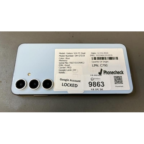 9863 - X1 SAMSUNG GALAXY S24 FE DUAL/ SM-S721B/ BLUE/ GOOGLE LOCKED/ IMEI: 352296912010939