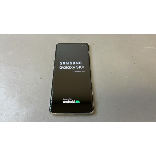 9879 - X1 SAMSUNG GALAXY S10+ DUAL/ SM-G975F/ PRISM BLUE/ GOOGLE LOCKED/ IMEI: 358815101066701