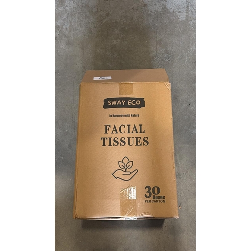 7423 - BRAND NEW BOX OF SWAY ECO FACIAL TISSUES 30 BOXES