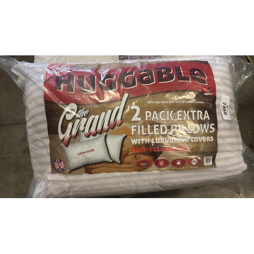 7468 - NEW HUGGABLE EXTRA FILLED PILLOWS 2 PACK