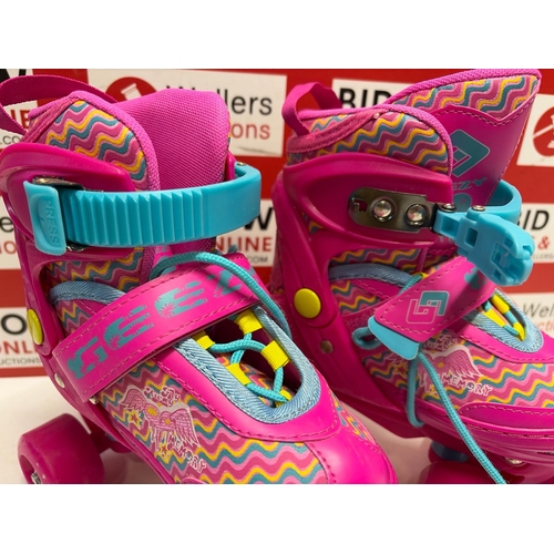 3129 - CHILDRENS PRE-OWNED ROLLER SKATES, SIZE 30-33