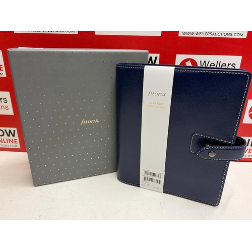 3136 - NEW FILOFAX LEATHER A5 ORGANISER IN NAVY BLUE