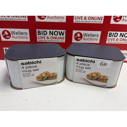 3142 - X2 NEW SABICHI 4 PIECE MUG SET
