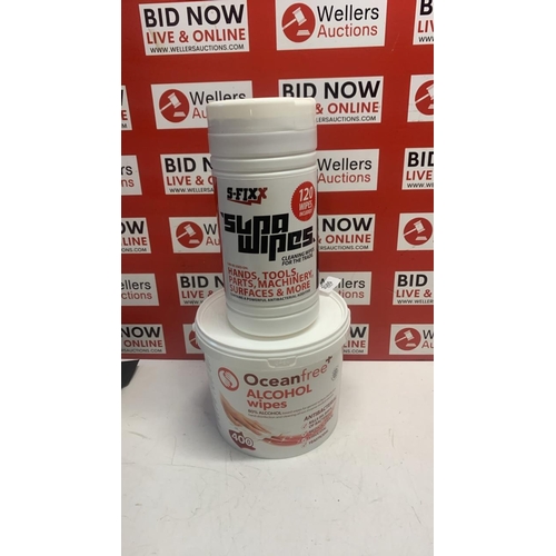 3165 - NEW TUB OF S-FIXX INDUSTRIAL WIPES & ALCOHOL FREE ANTIBACTERIAL WIPES