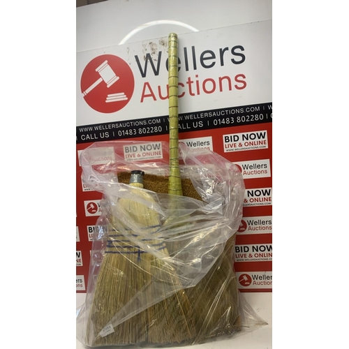 3304 - NEW COIR MAT, CORN BROOM HEAD & TRADITIONAL RICE STRAW BROOM