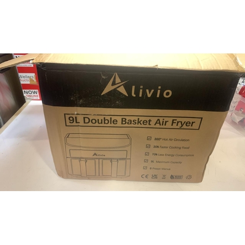 3332 - NEW LIVIO 9L DOUBLE BASKET AIRFRYER