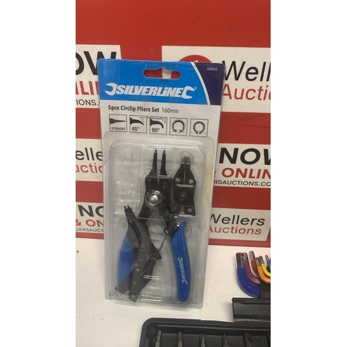 3349 - TOOL SET BUNDLE INCLUDING ALLEN KEYS, SOCKET SETS, 5 PIECE CIRCLIP PLIERS