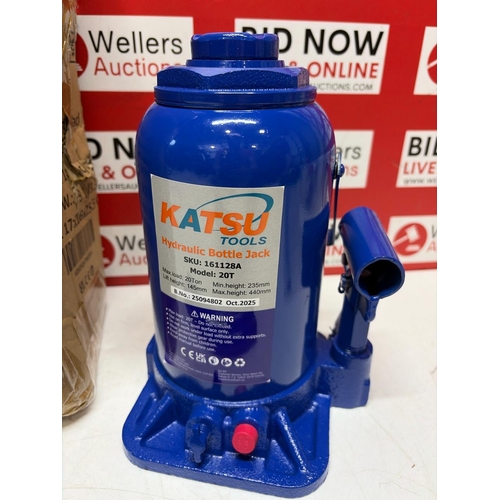 3384 - NEW KATSU TOOLS HYRAULIC BOTTLE JACK 20T