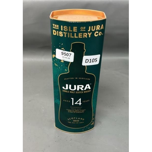 9507 - X1 JURA SINGLE MALT SCOTCH WHISKY AGED 14 YEARS 70CL