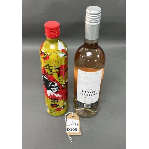 9521 - X2 INC. LICOR DE RON GUERE CARMELO 70CL, PINOT GRIGIO BLUSH DRY ROSE 75CL