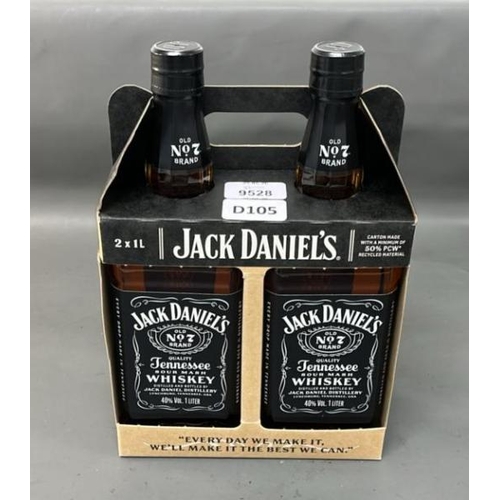 9528 - X1 TWIN PACK JACK DANIEL'S NO7 TENESSE SOUR MASH WHISKEY (2X 1L)