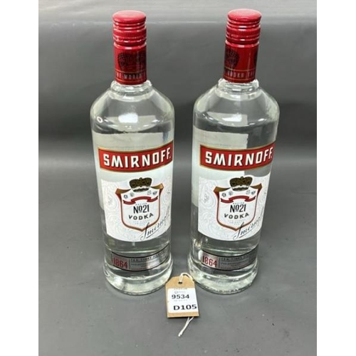 9534 - X2 SMIRNOFF RECIPE N21 VODKA (2X- 1LITRE)