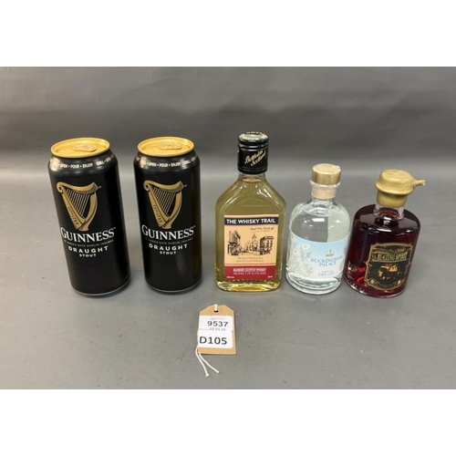 9537 - X5 INC. BUCKINGHAM PALACE DRY GIN 20CL, THE WHISKY TRAIL BLENDED SCOTH WHISKY 20CL, BLAZING SPIRIT G... 
