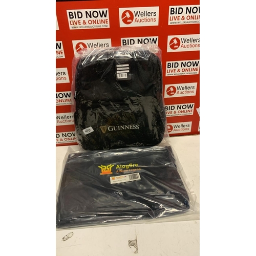 5008 - NEW ALOGFIRE A WARM LEGEND CARRY BAG AND NEW GUINNESS 24L COOLER BACKPACK