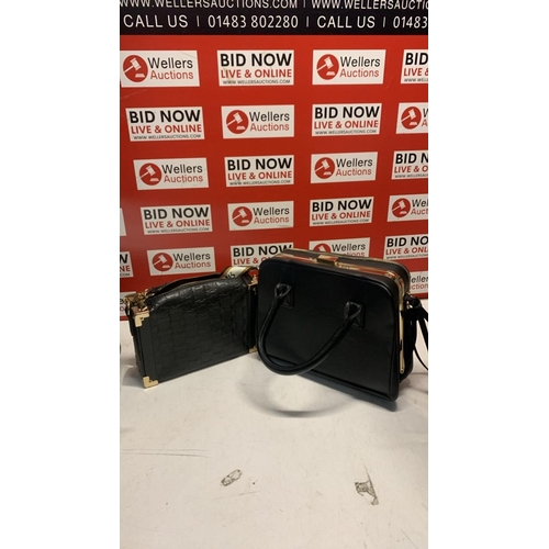 5016 - X2 PRE OWNED RIVER ISLAND BLACK SHOULDER BAGS