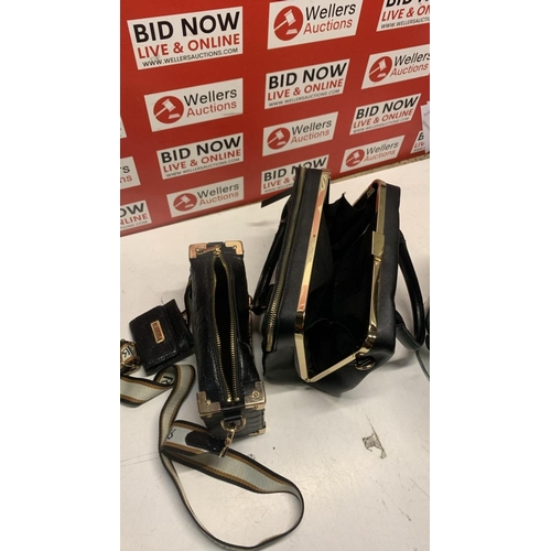 5016 - X2 PRE OWNED RIVER ISLAND BLACK SHOULDER BAGS
