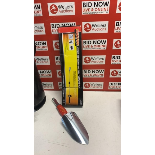 5033 - NEW BOND WEED BURNER FIRE GUN / GAS TORCH / 80CM LONG AND PRE OWNED WOLF GARTEN MULTI CHANGE HAND TR... 