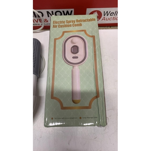 5039 - NEW ELECTRIC SPRAY RETRACTABLE AIR CUSHION COMB AND NEW PORTABLE ELECTRIC SHOE AND BOOT DRYER
