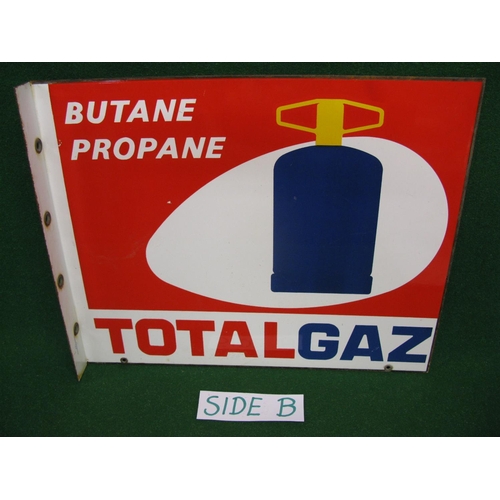 104 - Heavy double sided enamel sign with mounting hole protectors for Total Gaz, Butane, Propane, featuri... 