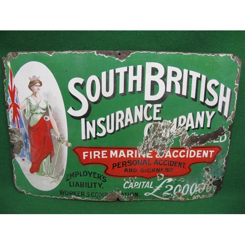 114 - Colourful enamel sign for South British Insurance Company, Fire, Marine And Accident, Personal Accid... 