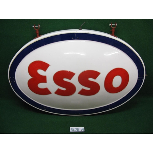 134 - Large circa 1950's/1960's double sided illuminated hanging Esso forecourt sign constructed from whit... 