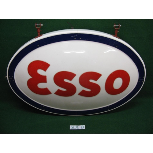 134 - Large circa 1950's/1960's double sided illuminated hanging Esso forecourt sign constructed from whit... 