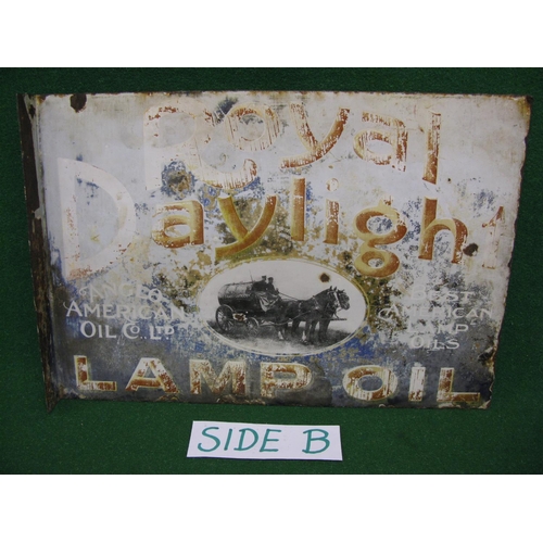 138 - Double sided Royal Daylight Lamp Oil enamel sign with Anglo American Oil Co Ltd and Best American La... 