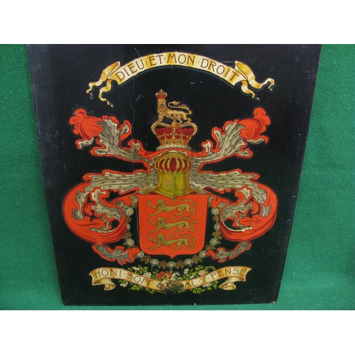 158 - Early Royal Train coat of arms on (old) board 25'' x 30'' together with an advertisement for The Hyd... 