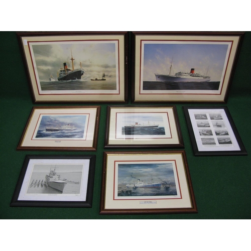 160 - Seven ship prints to include MV Glengarry, Brasil Star, HMS Medway, City Of York, Rockhampton Star, ... 