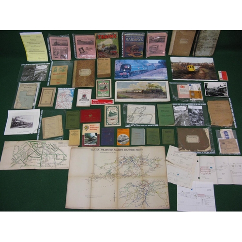 166 - Box of railway ephemera from BR, SR, SE&C Railway, GWR, LSW Railway & Westinghouse including: maps, ... 