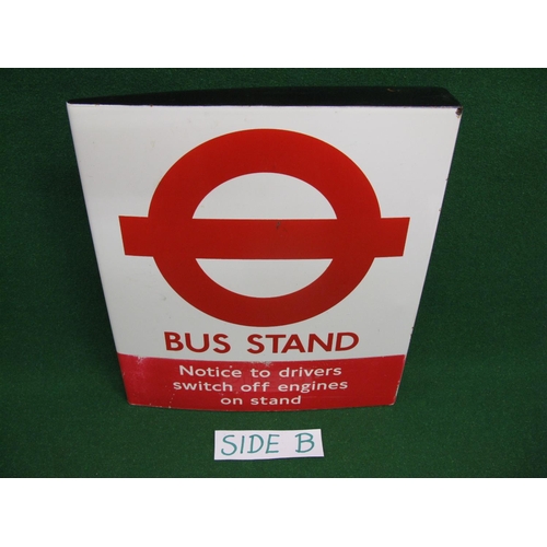 173 - Double sided post mounted London Transport Bus Stand enamel sign with roundel, separately applied No... 