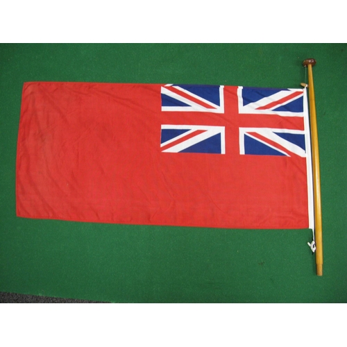 181 - Red Royal Ensign linen flag attached to a tapered wooden pole with cap - flat 26.25'' x 55.5''