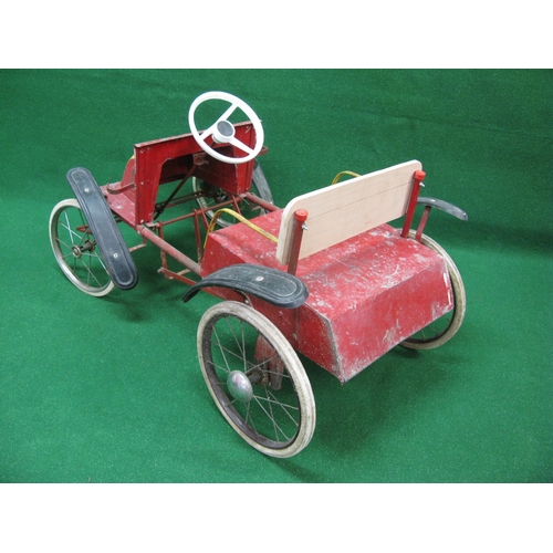 203 - 1950's Triang De Dion Bouton pedal car in red, black and yellow livery with spoked wheels - 37'' lon... 