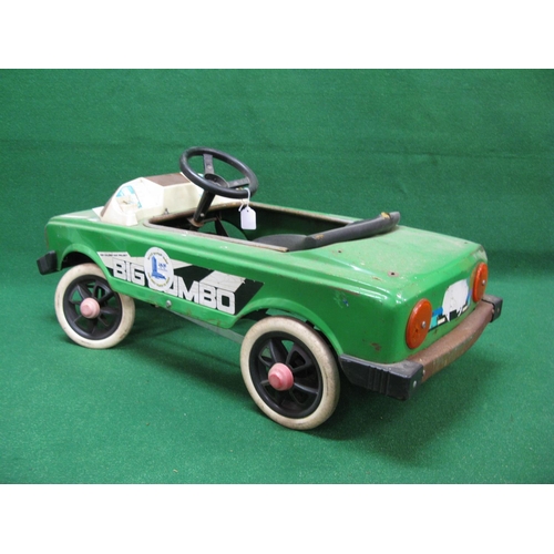 204 - 1960's/1970's Japanese steel and plastic pedal car in green livery with Big Jumbo decals - 39'' long