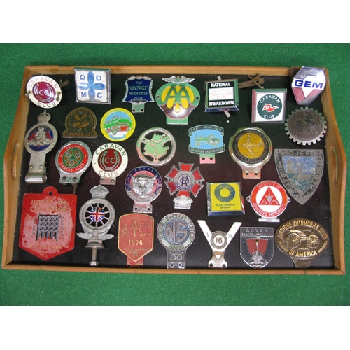 56 - Twenty eight car badges to include: House Of Commons Motor Club, Royal Antediluvian Order Of Buffalo... 