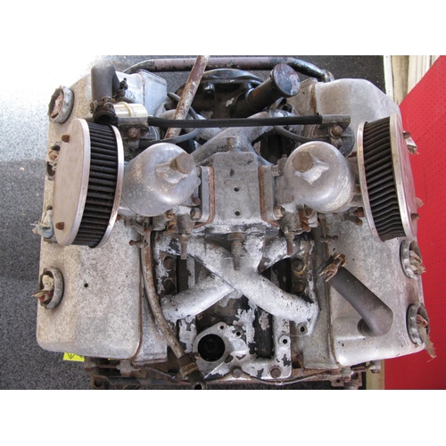 63 - Daimler SP250 V8 engine as fitted in the Dart.  SU carburettors and inlet manifold attached.  Engine... 